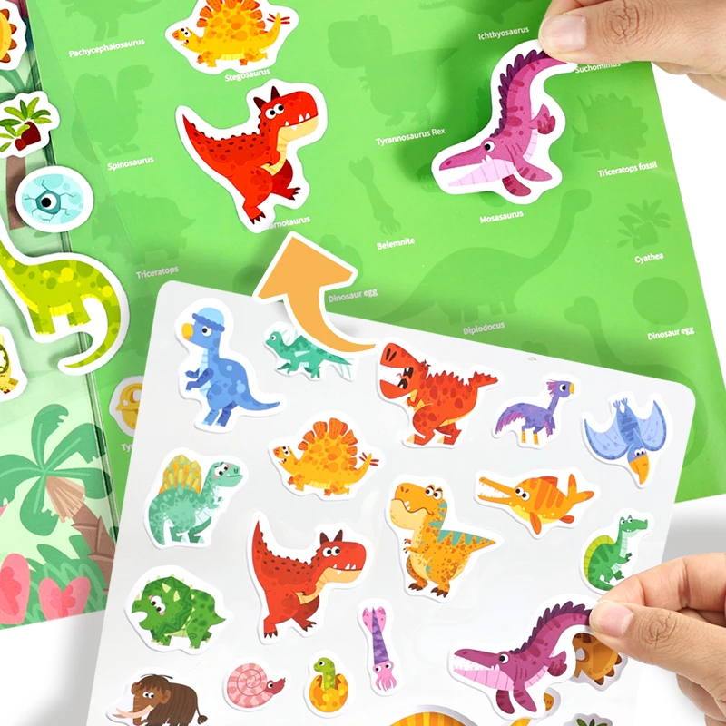 Interactive Learning Busy Book for Kids with Animals Vehicles Dinosaurs Stickers Matching Number & Letter Games Activity Book
