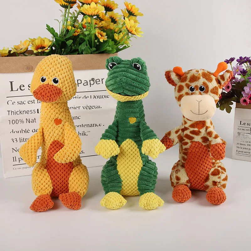 New pet supplies plush toys dog molars bite-resistant corduroy three animal sound doll yellow duck wholesale Dog items Dogs toy