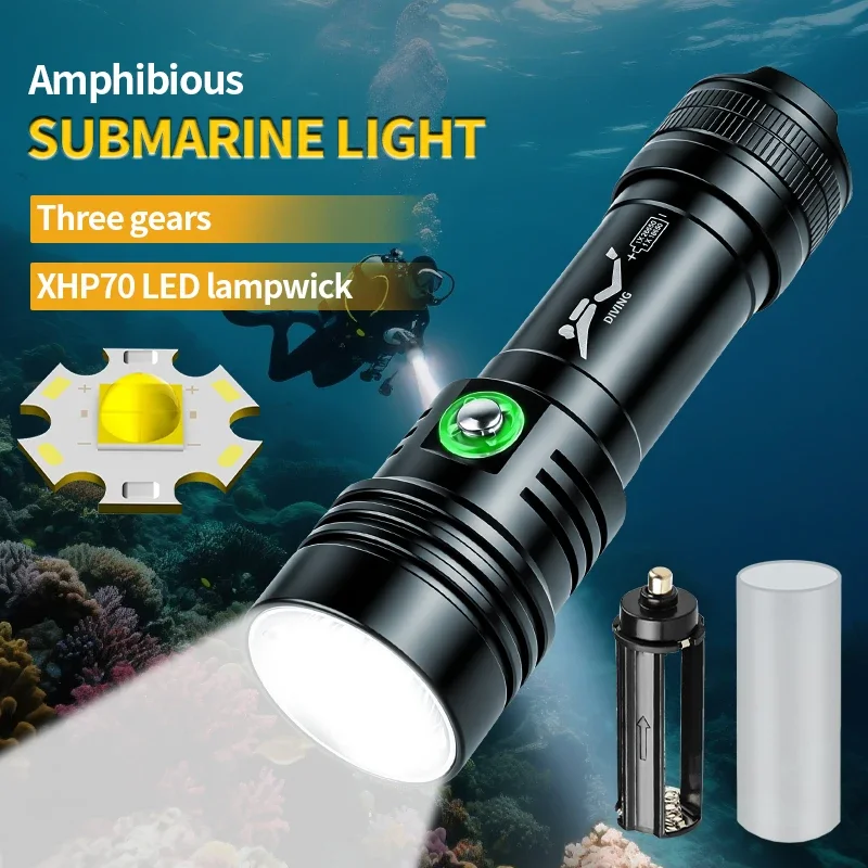 New P70 high-brightness outdoor exploration patrol deep-sea operation professional diving flashlight