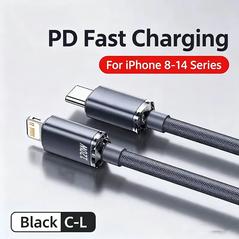 NNBILI Typ-C PD 120W Kabel für iPhone 14 13 12 11 Pro X 8 Schnelles USB auf Lightning Kabel für iPhone Ladekabel Typ-C zu Lightning Kabel