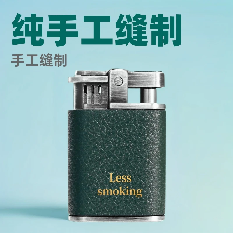 CHIEF leader pure hand-sewn microfiber leather old-fashioned classic grinding wheel open flame windproof high-end lighter