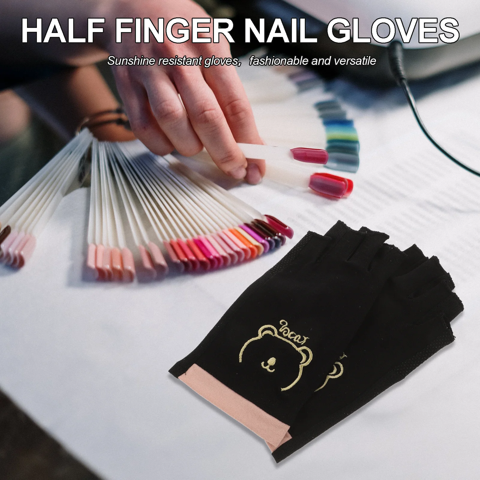 1 Para Rękawic do Manicure Chroniących przed Promieniowaniem UV Oddychające Rękawice Bez Palców Chroniące przed Promieniowaniem UV do Suszarki do Paznokci, na Zewnątrz, do Wędrówek, Wędkowania, Jazdy Samochodem