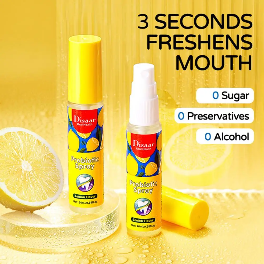 20mL Breath Freshener Spray Flavor Artifact Female Male Portable Breath Kissing Mouth Spray Lemon Grape Mint Cleaning Spray