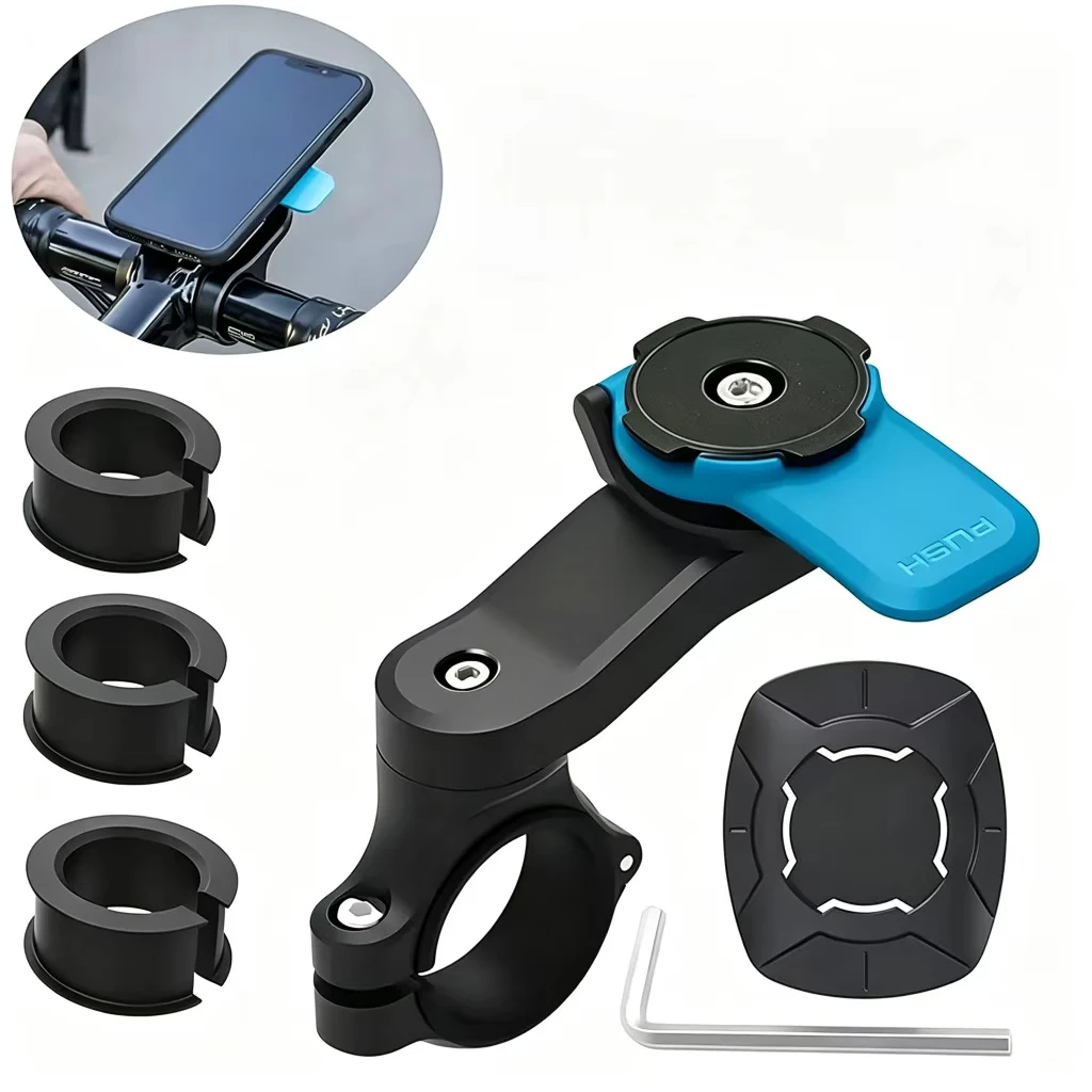 Universal Bicycle Phone Holder Quick Locking Handle Installation with Rubber Gasket 360 Degree Rotation GPS Fixing Bracket