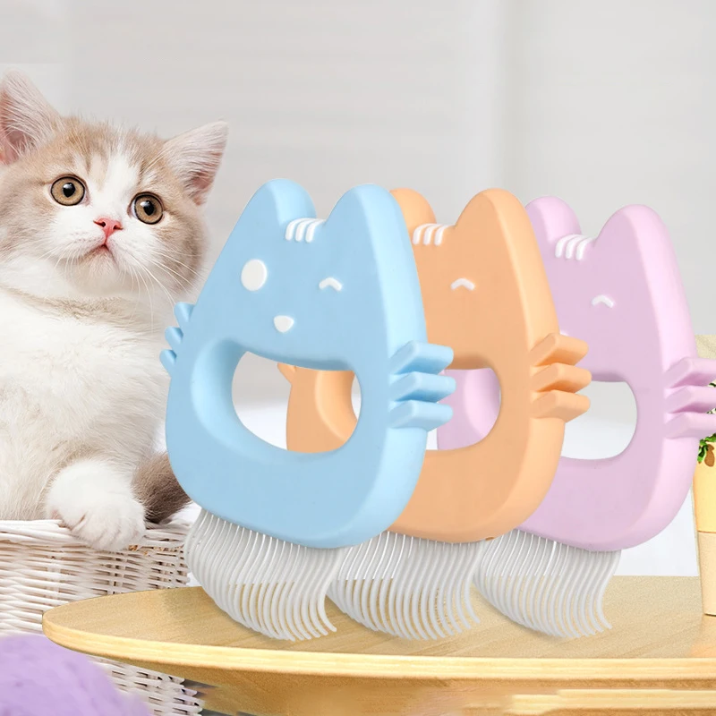 

Funny Cute Handle Pet Dog Cat Combs Hair Remover Portable Curved Soft Fine Plastic Needle Pet Massage Comb Poil Chien Voiture