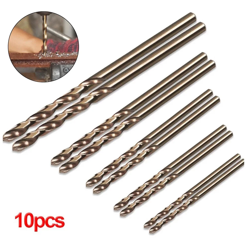 Workshop Equipment Drill Bit Auger 10 */set 10 Pcs/set 1mm 2mm 3mm 4mm 5mm Cobalt HSS Round For Stainless Steel Drilling Nice