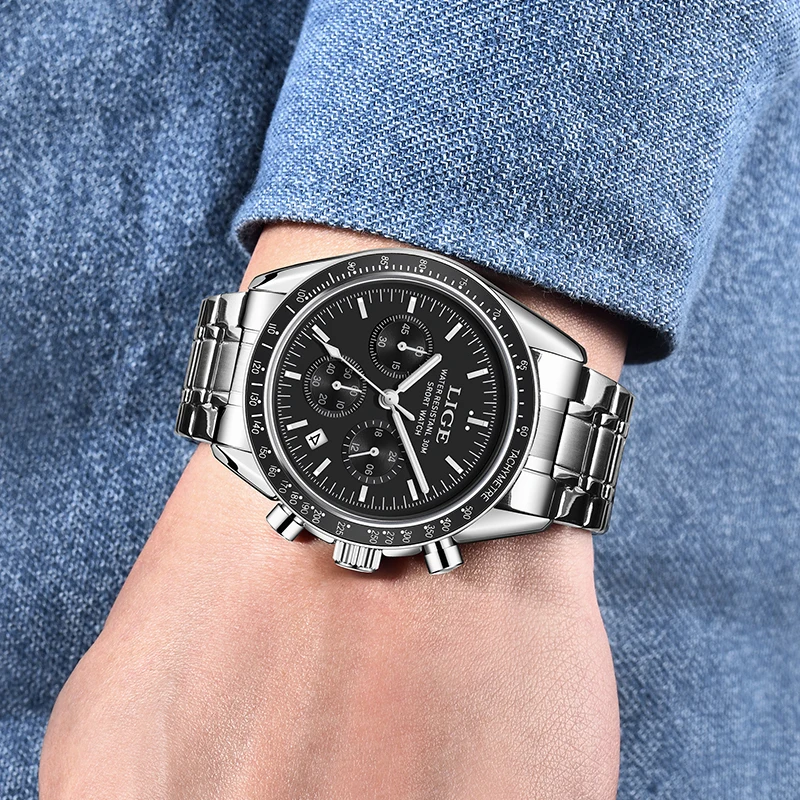 LIGE Fashion Quartz Wrist Watch For Men Outdoor Sport Waterproof Chronograph Luminous Men's Watches Military Big Dial Watch Men - view 5