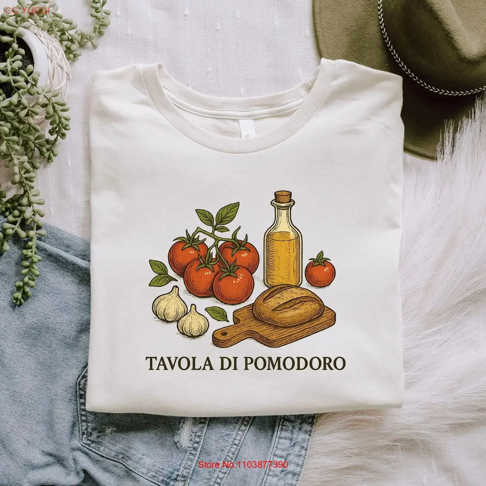 Camiseta Tavola di Pomodoro, Comida Italiana, Tomate, Ajo, Aceite de Oliva, Cocina Rústica, Amante de la Panadería, Estilo Vintage Lavado