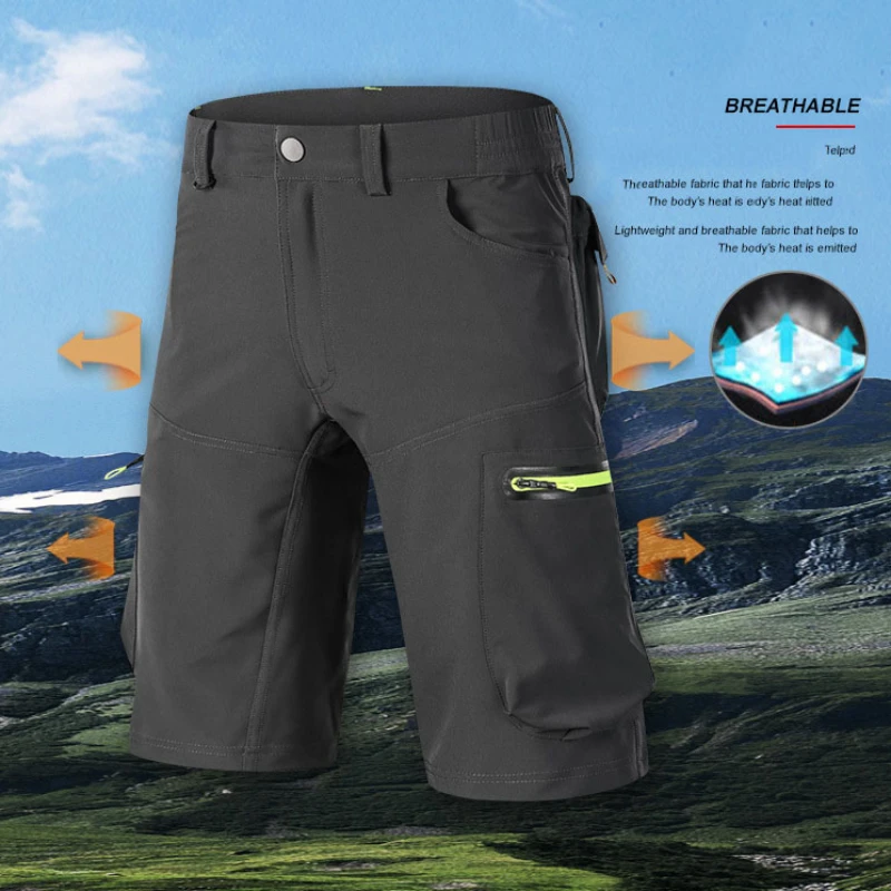 Pantaloncini da ciclismo ad asciugatura rapida da uomo tuta da Mountain Bike da esterno traspirante elastica tasca con cerniera che blocca il colore pantalone centrale allentato