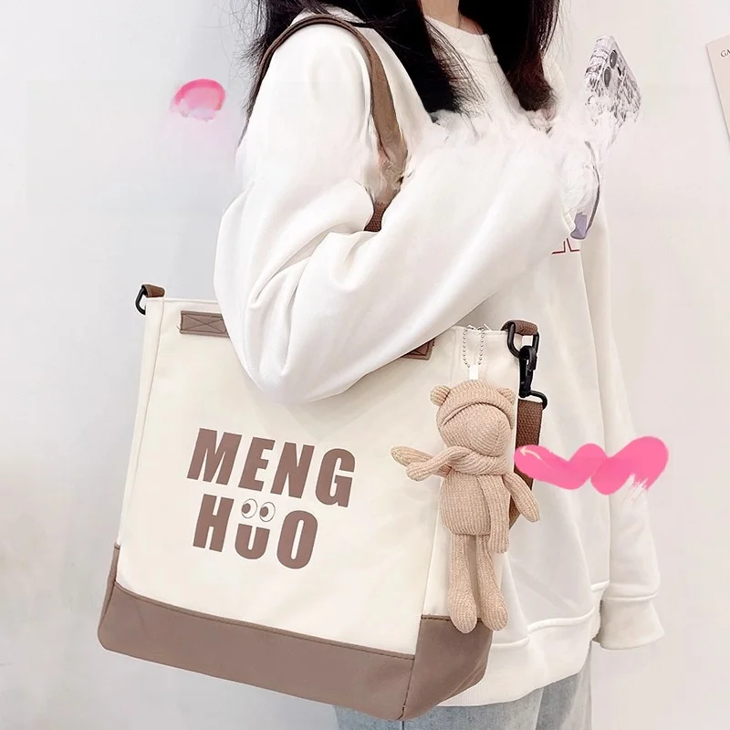 

Холщовая сумка через плечо для женщин, сумка-кроссбоди для книг, учебы, занятий, новая модная сумка-тоут 2026 года для старшеклассниц