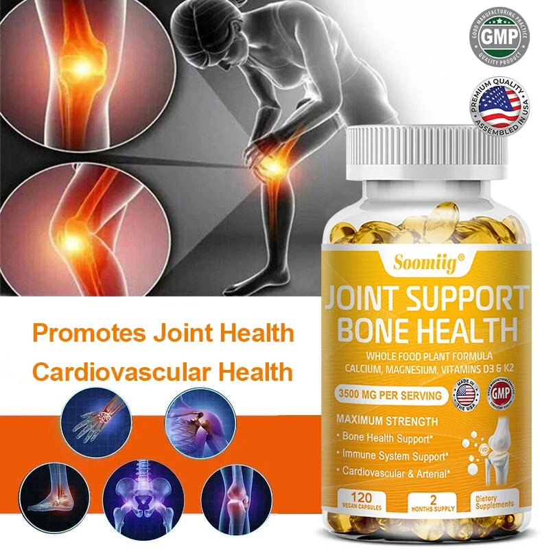 Calcium Magnesium Vitamin D3 and K2 Capsules - For Healthy Joint Structure, Function and Comfort, Muscle, Immune, Bone, Non-GMO