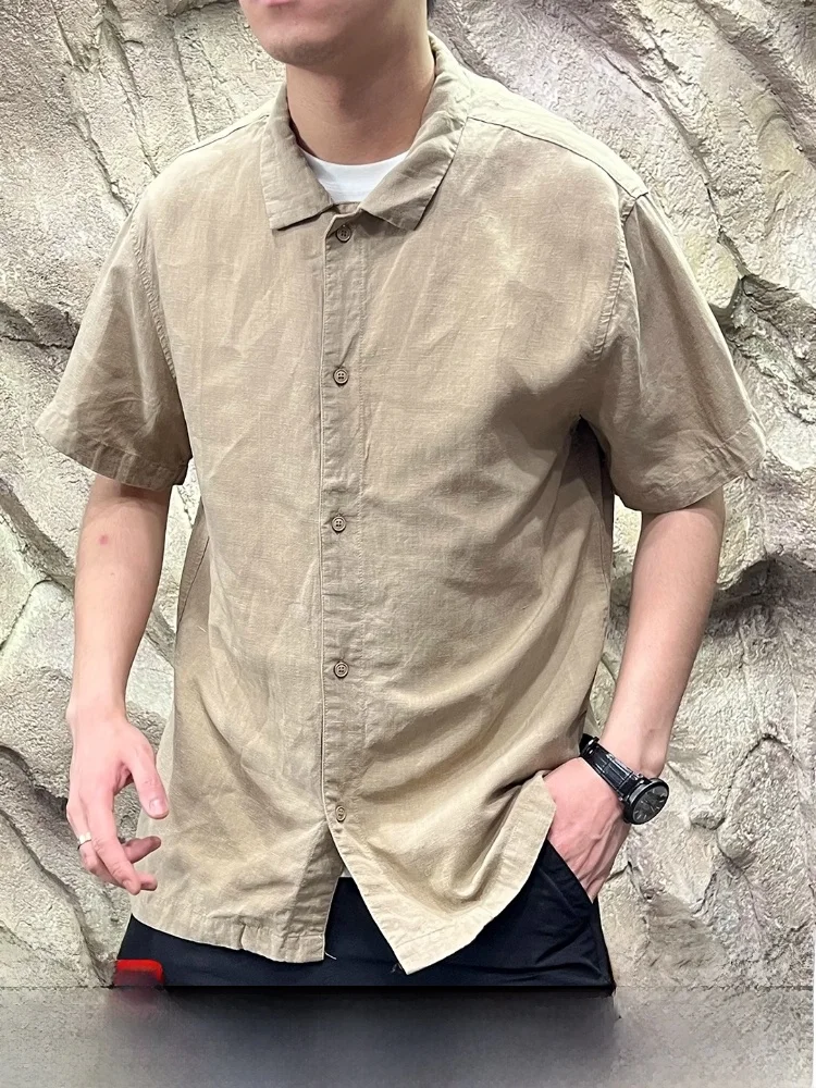 

High End Selection! Linen Lyocell Silk Blend Summer New Breathable Busin ort Sve irt Casual Loose Fit Young Men's F...