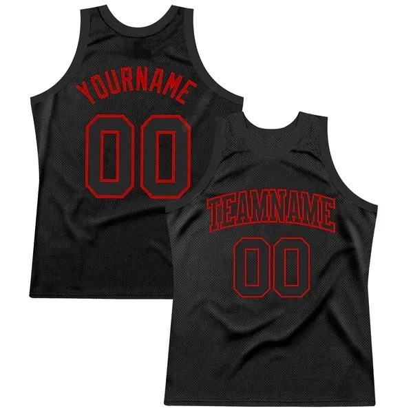 

Custom Black Red Authentic Throwback Basketball Jersey 3D Print Team Name Number Vest Game Practice Clothes Adult/Youth