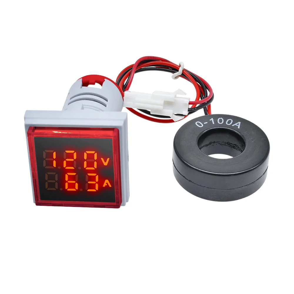 AC 50-500V 0-100A Vierkante LED Digitale Voltmeter Ampèremeter 110V 220V Spanning Stroom meter Voltammeter Auto Volt Amp Tester Detector