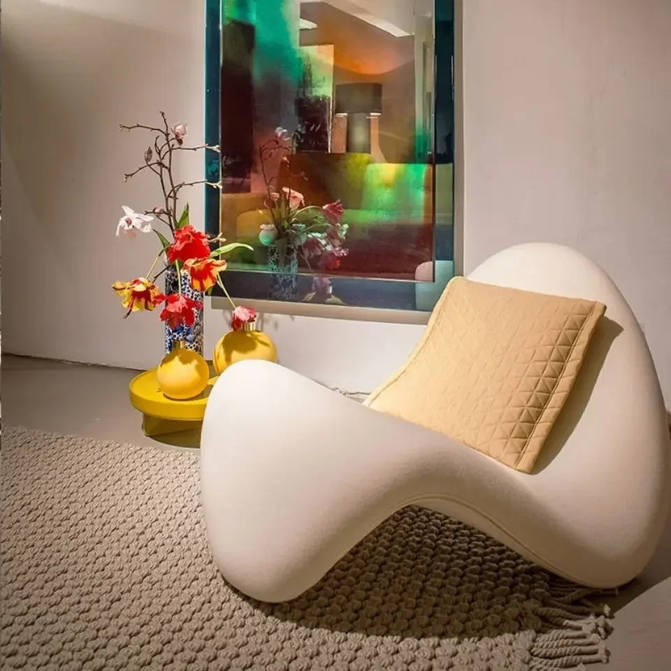 

ZVelvet Italian Minimalist Lazy Sofa Chair Living Room Furniture Modern Minimalist Single Leisure Chair Nordic Lamb Lounge Chair