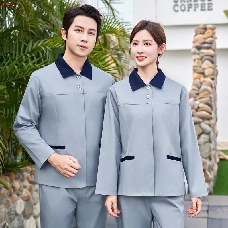 Garden Property Hospital Mall Cleaning Staff Uniform Long Sleeve Hotel Guest Room Cleaner Cleaning Uniform Set