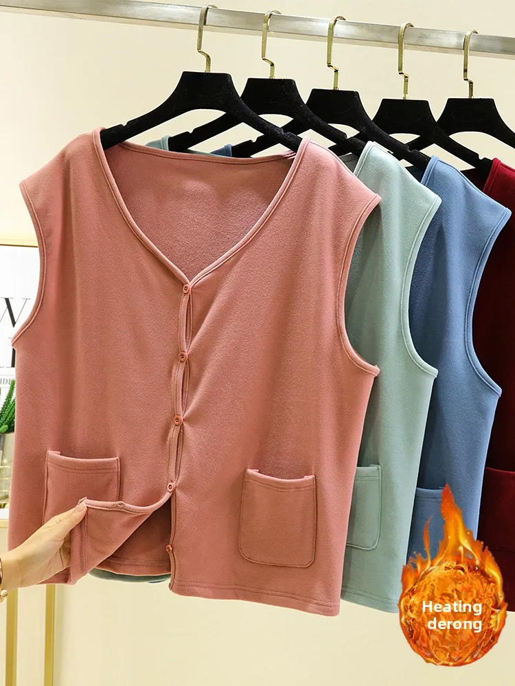 

Теплый жилет Thiened Fce, женское осенне-зимнее хлопковое нижнее белье с v-образным вырезом, Dervo, антихолодный, большой размер Jaet