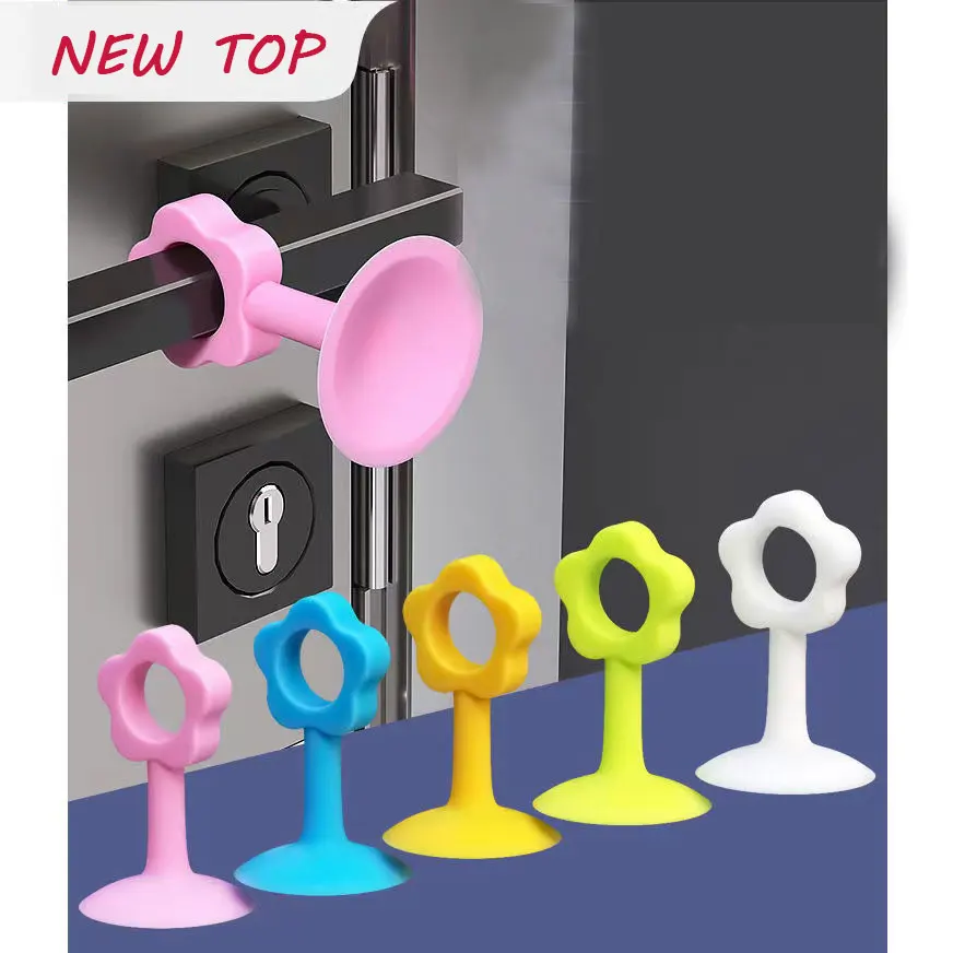 Hole Free Strong Suction Silicone Anti-collision Door Handle Protective Cover Toilet Silent Door Suction Room Door Bedroom Door