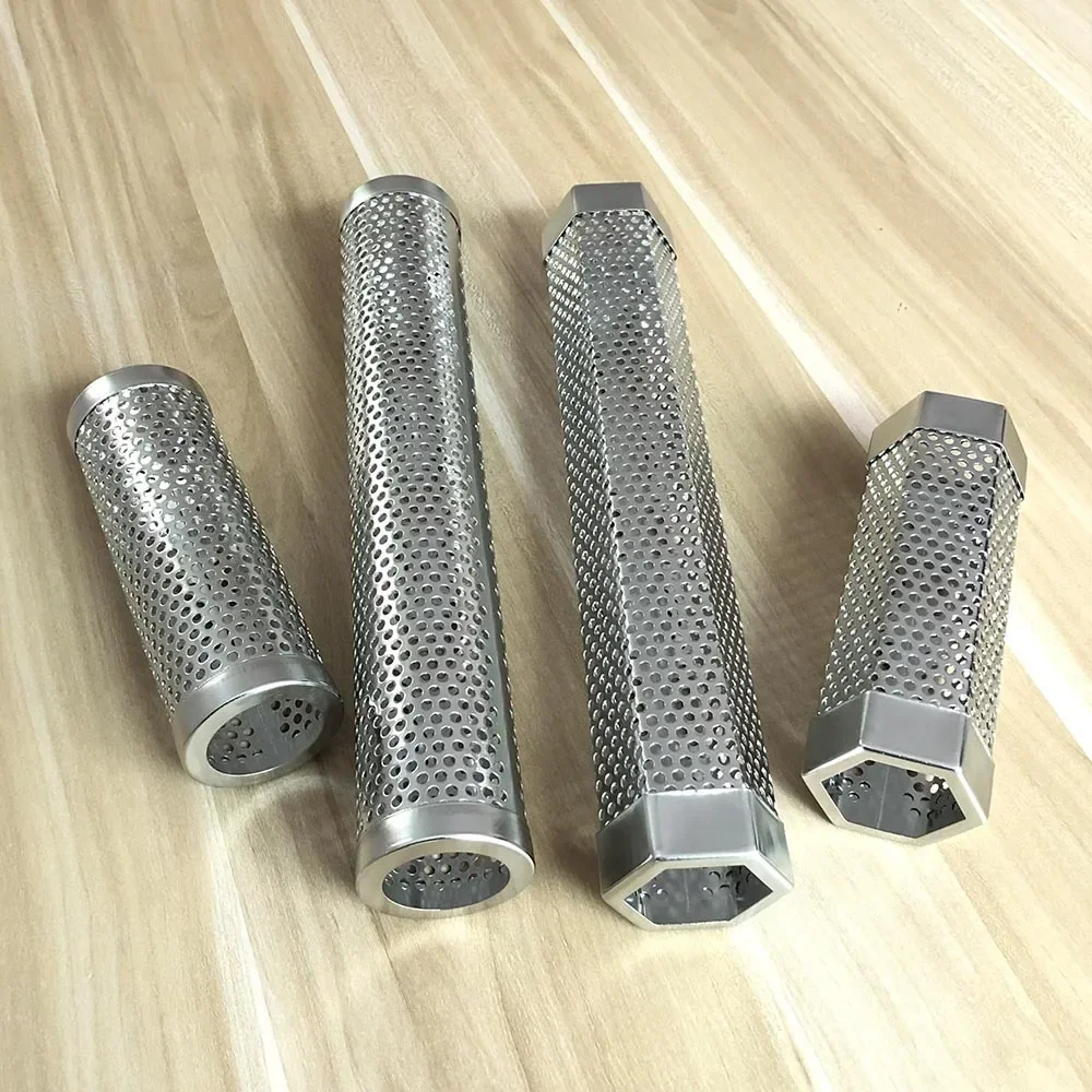 Stainless Steel  Smoker Grill Tube Perforated Mesh Smoker Tube Filter Gadget Generator Pellet Smoking  Accessories Tools