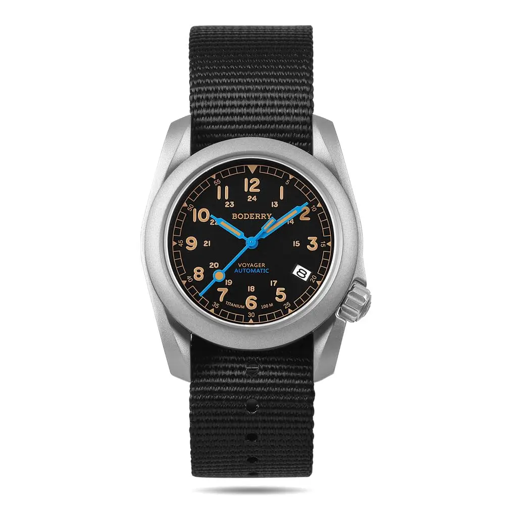 YELANG BODERRY Männer Automatische Uhr 40 MM Pliot Titan Mechanische Armbanduhr 100 m Wasserdicht Saphir C3 Leucht Nylon Armband Sport 8