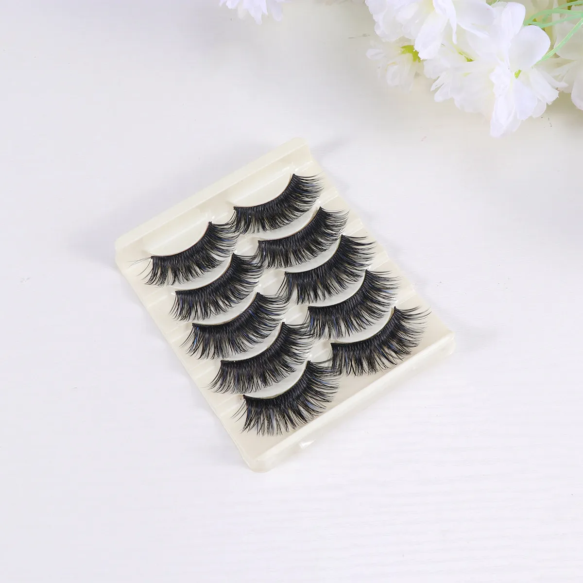 5Pairs High-Grade Fiber False Eyelashes Thick Long Natural Artificial Lashes Glamorous Daily Stage Makeup Eyelashes