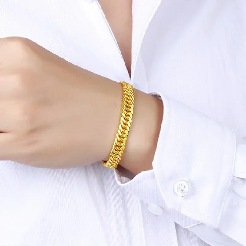 9999 24k real gold bracelet men all the way rich real gold bracelet boss chain eight directions to rich local tyrants