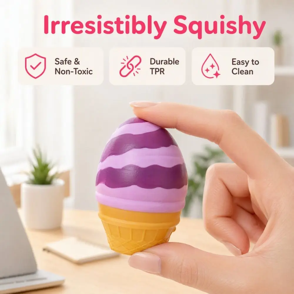 Soft TPR Ice Cream Squishy Toy Simulation Sundae Slow Rebound Ice Cream Cone Pinch Le Hand Relax Big Size Sensory Stress Toy