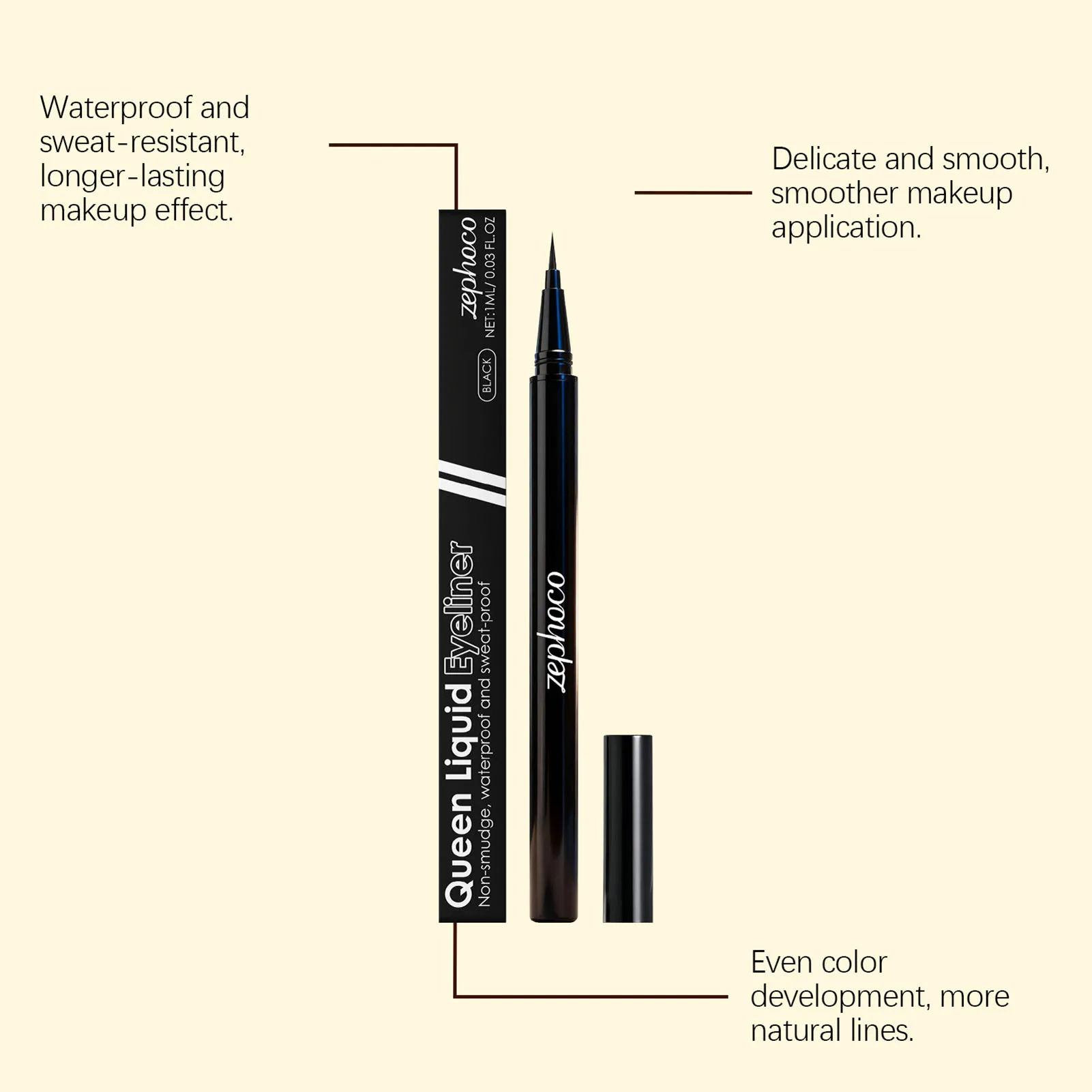 Lápiz Delineador de ojos líquido resistente al agua para ojos sensibles Delineador de ojos líquido negro a prueba de manchas de larga duración Maquillaje de fiesta para principiantes