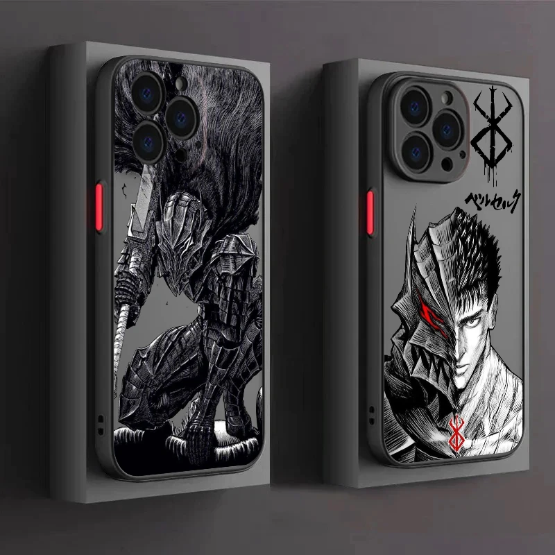 Berserk Guts Fighting Frosted Translucent For Apple iPhone 15 14 13 12 11 XS XR X 8 7 SE Pro Max Plus Mini Matte Phone Case