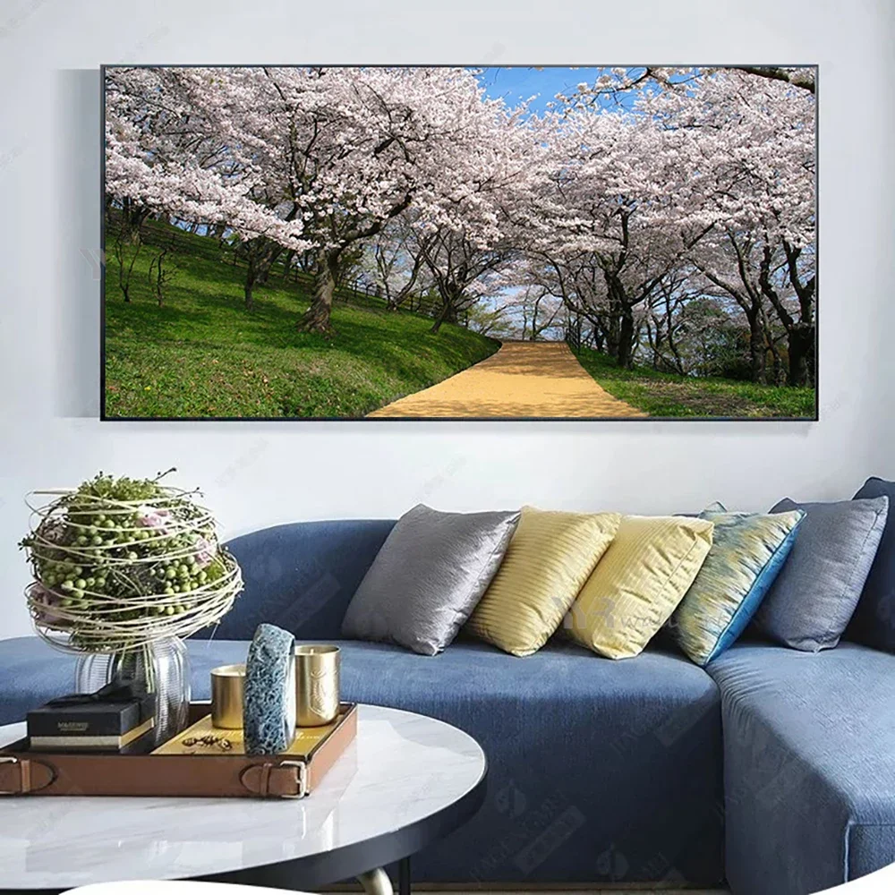 Flowering Tree Paths Landscape Modern Art Poster Picture Canvas Painting Scenery Wall Painting Living Room Bedroom Home Decor