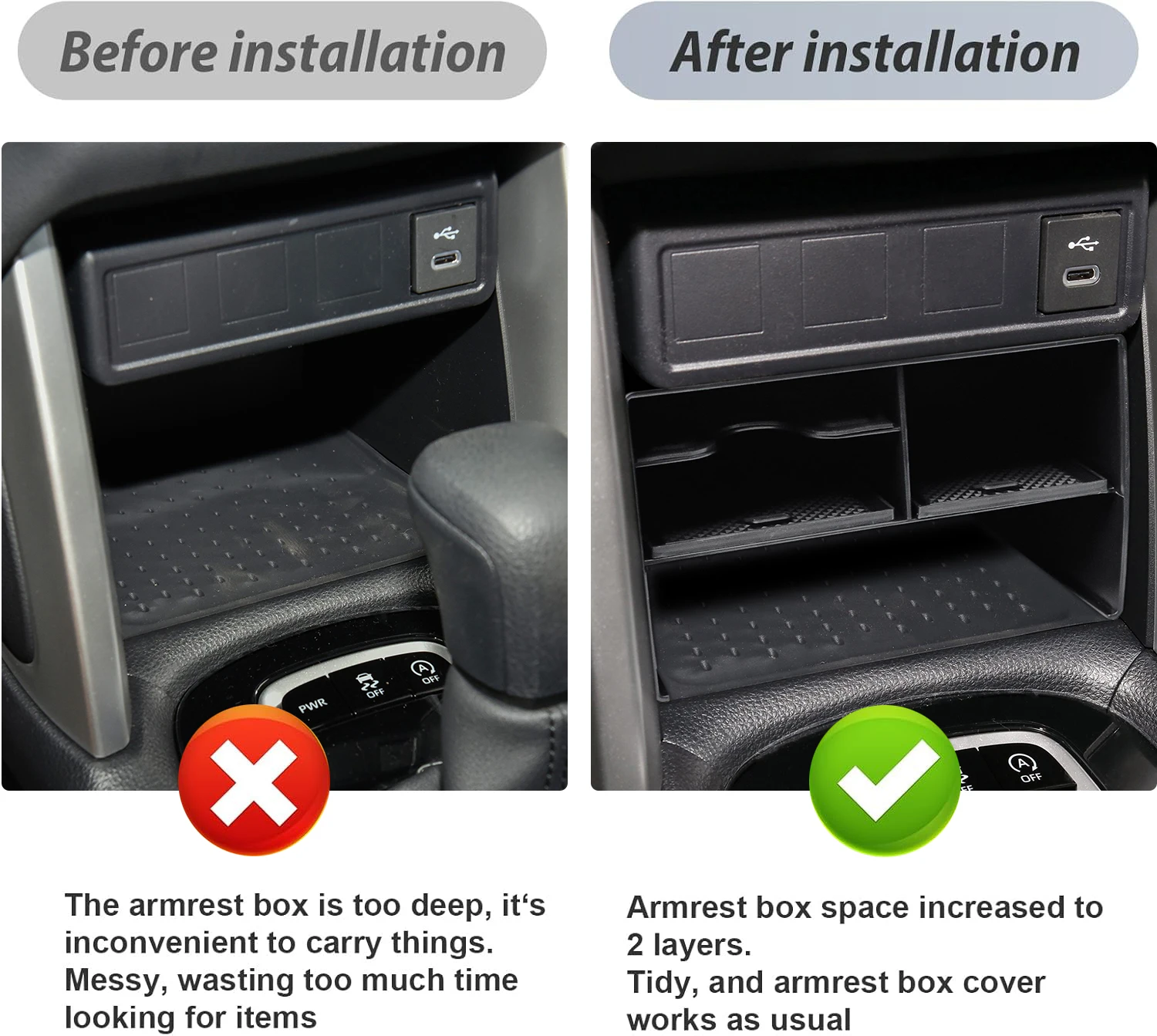 For 2022-2025 Toyota Corolla Cross Center Console Organizer Tray Secondary Armrest Box Storage Accessories Car Storage Organizer - Image 5