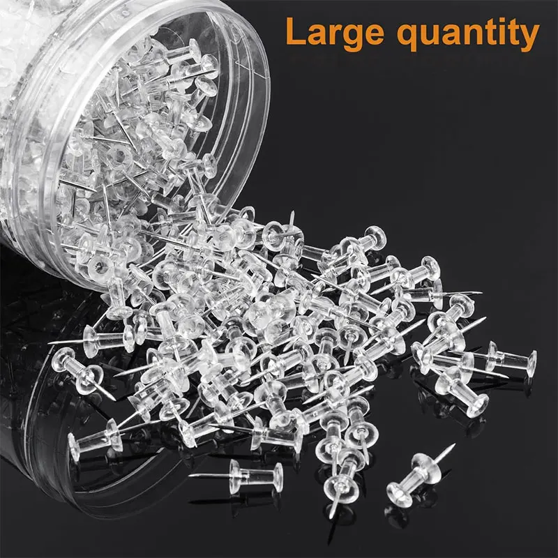 50/100Pcs Clear Push Pins Colorful Thumb Tacks Plastic Head Steel Point Stick Pin for Bulletin Board Cork Board Wall Hangings
