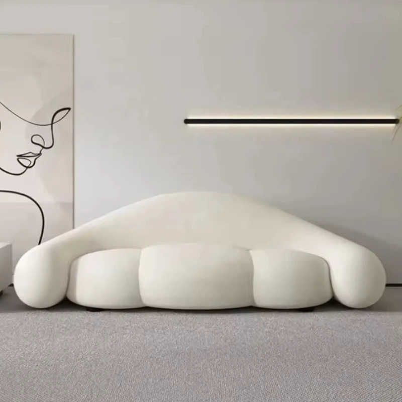 Small apartment living room sofa curved beauty salon shop reception sofa