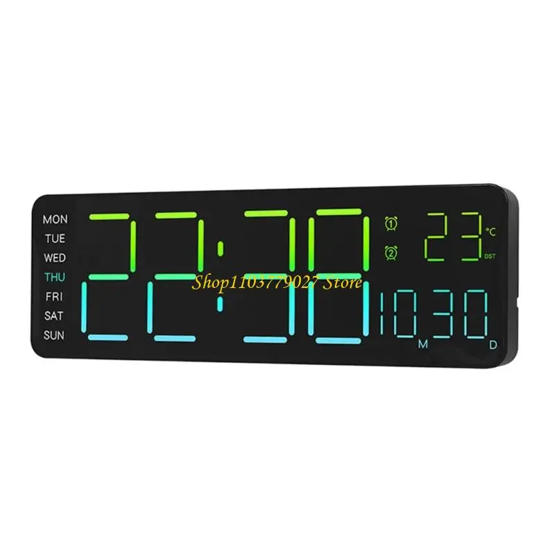 

C4DF Customizable Wall Clock With Date Temperature Display Nightlight Timers Function