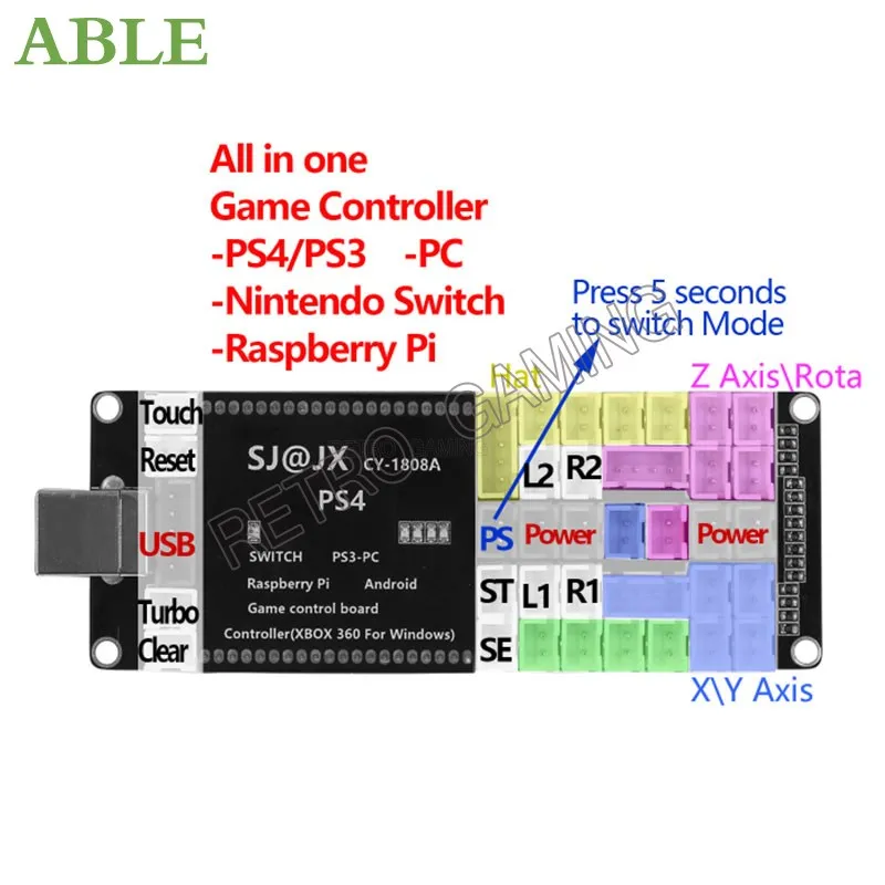 Zero Delay Upgrade Arcade Controller SJ@JX To PS4/ PS3/ SWITCH/ PC/ Android With SANWA Joystick Button Hitbox Control Wire