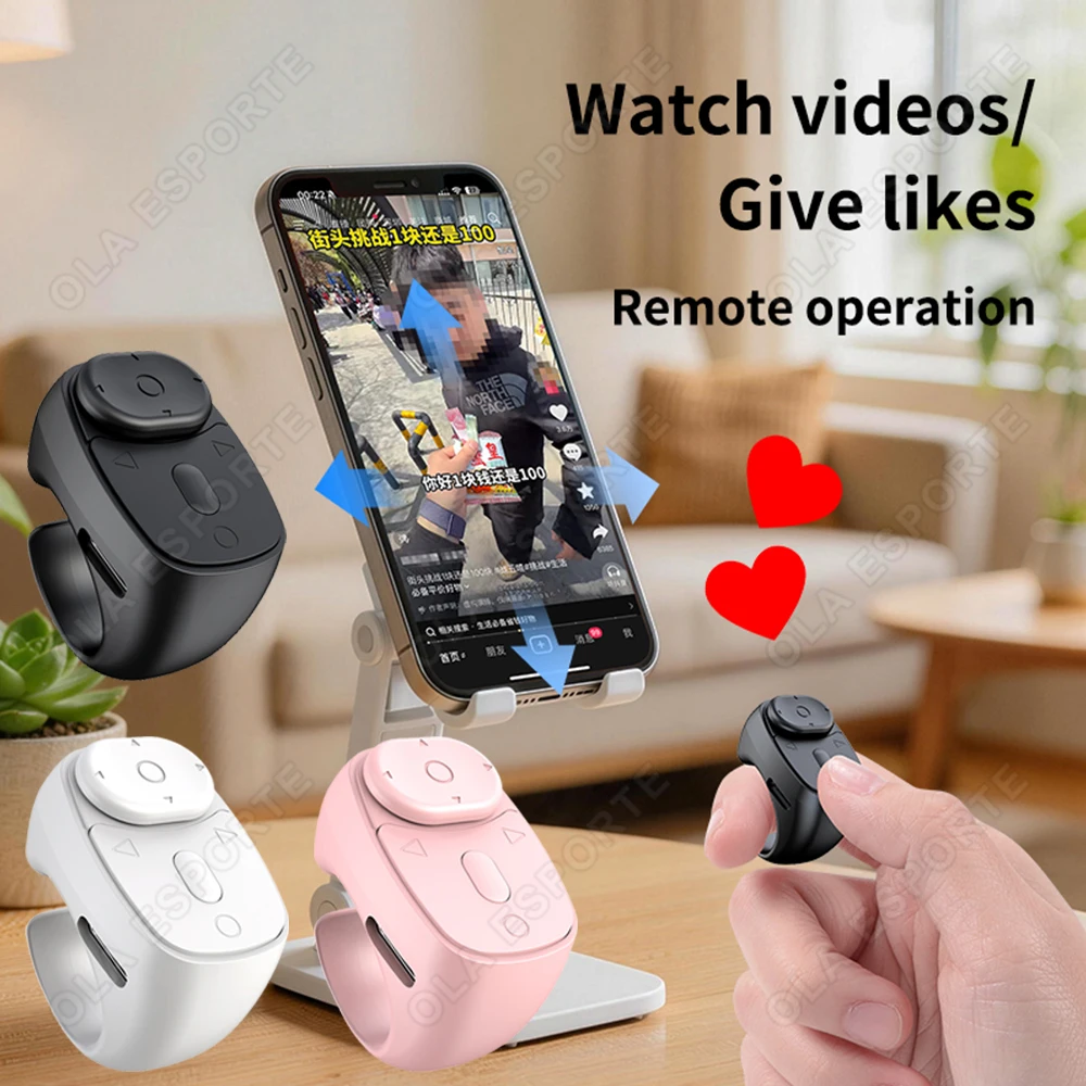 Bluetooth-Fernbedienungsring zum Umblättern mit Kamerafernbedienungsfunktion, Kompatibel mit iPhone, iPad und Android-Geräten