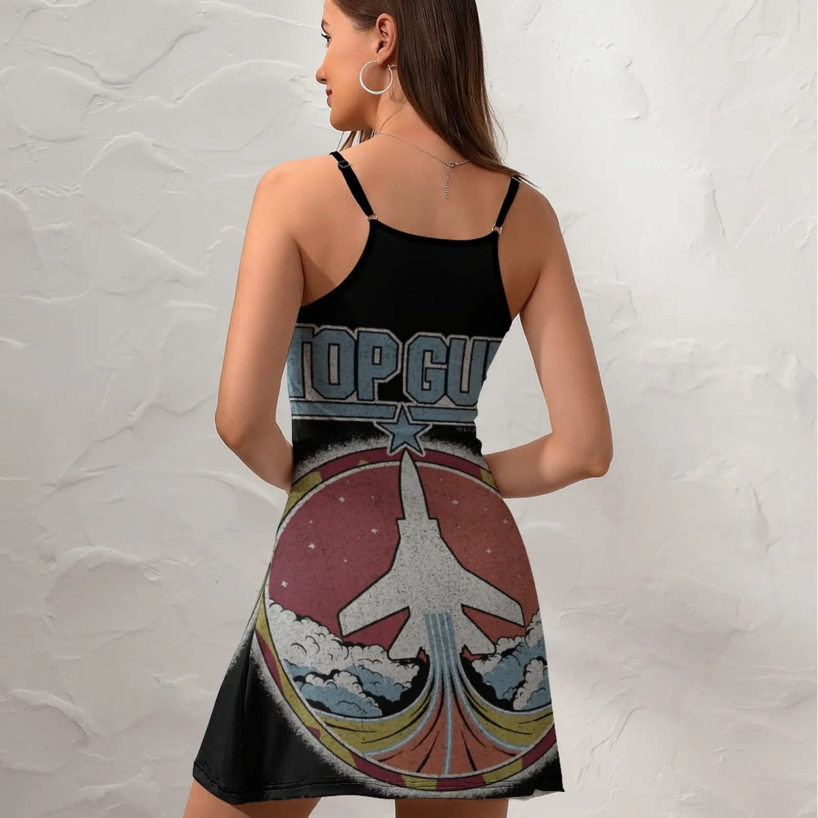 Sexy Top Gun Jet Patch Vintage Logo Classic  Women's Sling Dress Funny Novelty  Clubs  Woman's Gown Suspender Dress Novelty