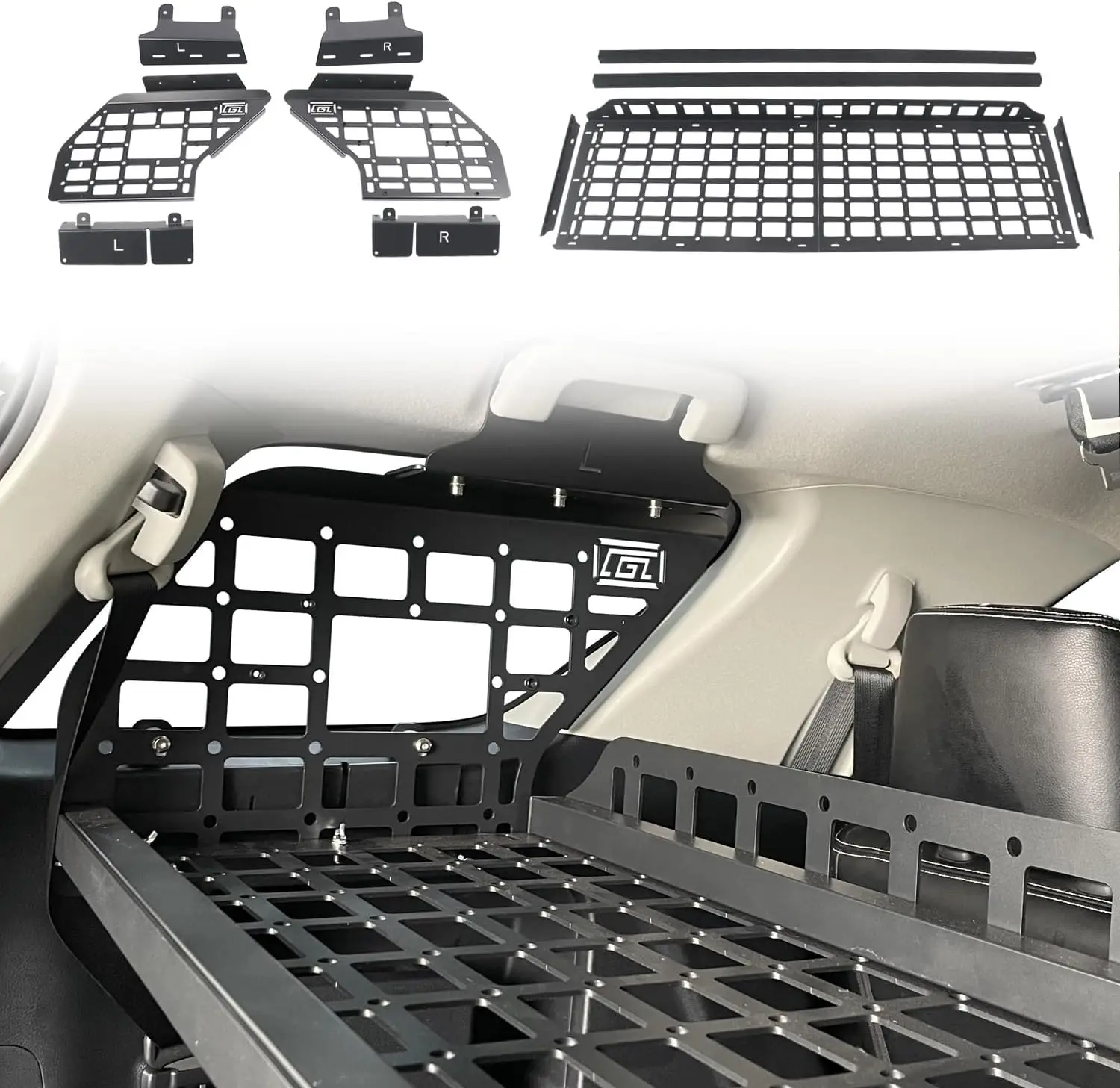 CARTRIMHOME Modulare Aufbewahrung Molle Panels System Kofferraumregal Gepäck Organizer Racks für Toyota Fortuner 2016–2024
