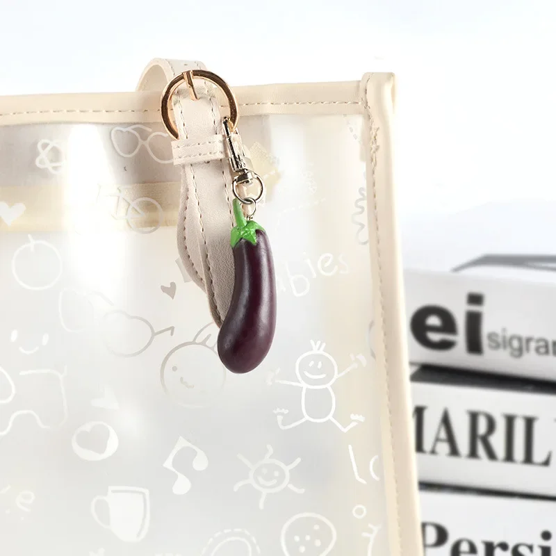 New Mini Eggplant Keychain Creative Simulation Food Vegetable Toy Photography Model Car Bag Mobile Phone Pendant Ornaments Gift