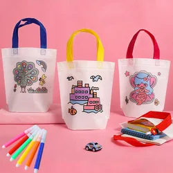 5/10pcs Double Sided Non-woven Graffiti Bags Holiday Party Gift Bag DIY Coloring Mini Shopping Storage with Watercolor Pen TMZ