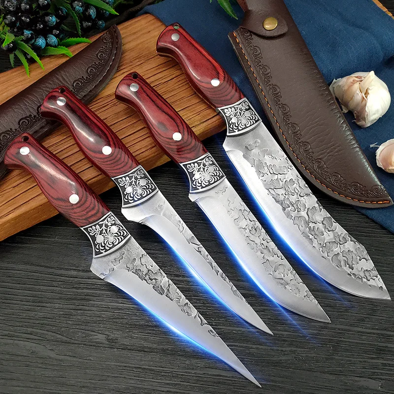 Hand Forged Blade Butcher Boning Knife Wood Handle Kitchen Knives Meat Cleaver Chopping Vegetables Chef Knife Slicing Fish Meat