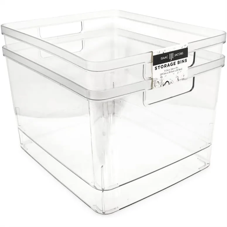 

Extra-Large Clear Storage Bins 2-Pack, Plastic Organizer for Home Kitchen Pantry Fridge, BPA Free Food Safe, 11.5x14x9 Inch
