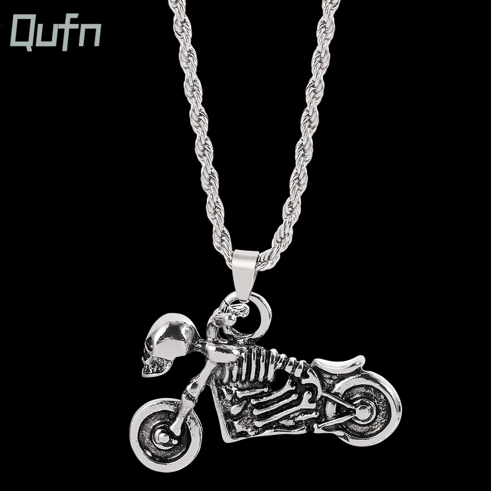 Trendy Vintage Motorcycle Skull Pendant Necklace Pendant For Men High Quality Knight Skull Head Necklace for Jewelry Gift