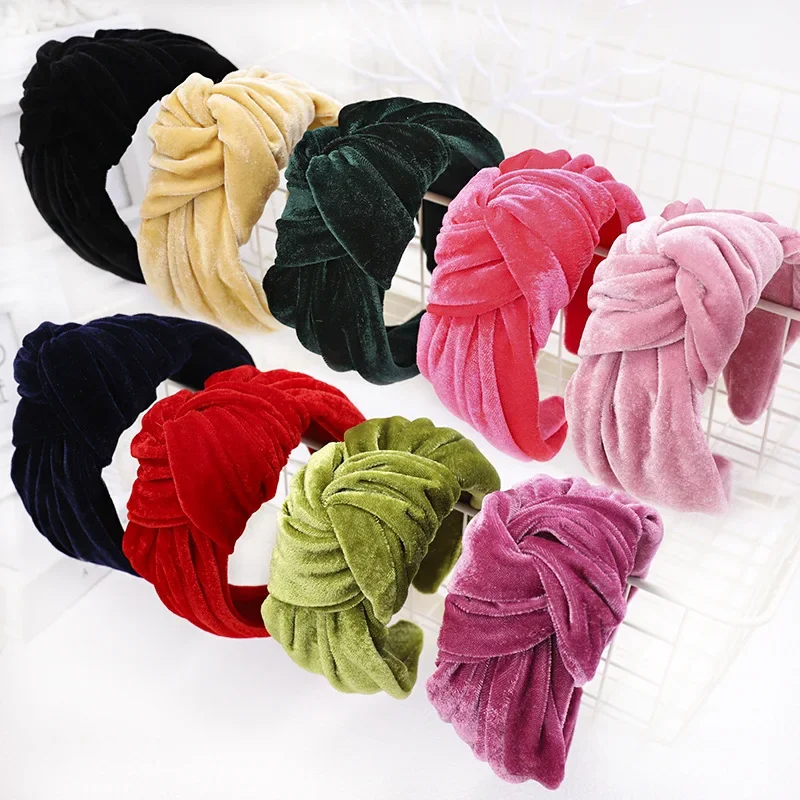 Autumn/Winter New Style Pleuche Tied Hairband SimpleSweet Wide Edge Fabric Art Headband Wholesale C729