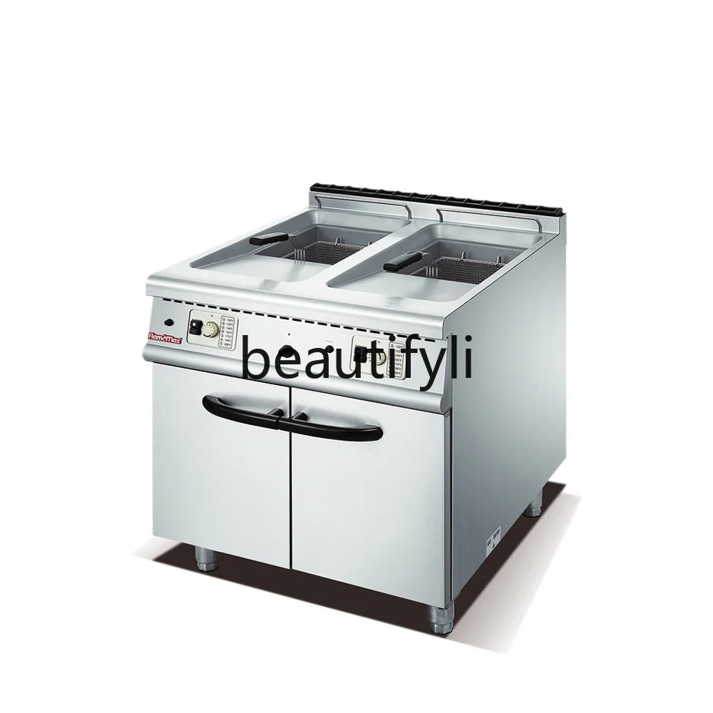 

Commercial vertical stainless steel, gas double-cylinder sieve frying furnace electric heating, furnace with locker