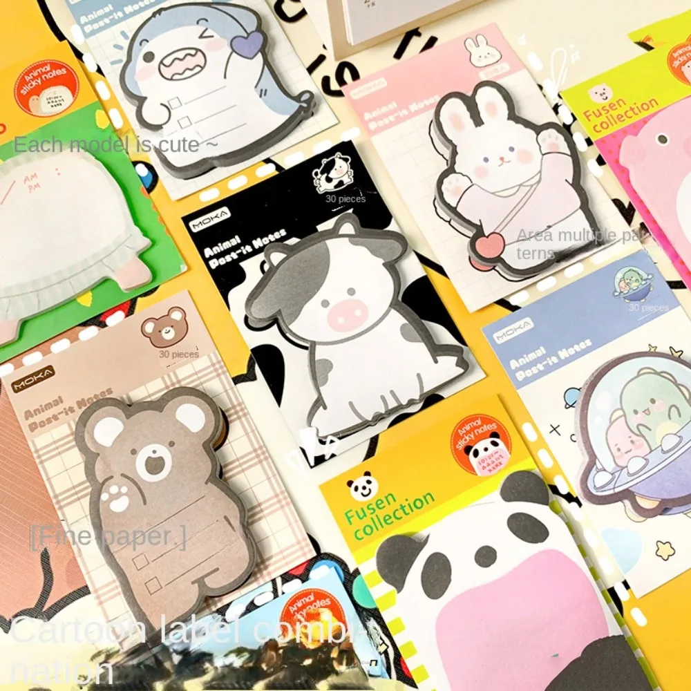 Stationery Cute Animal Memo Pad Rabbit Bear Kawaii Animal Sticky Notes Cow Cartoon Cartoon Bear Sticky Notes Children Gifts