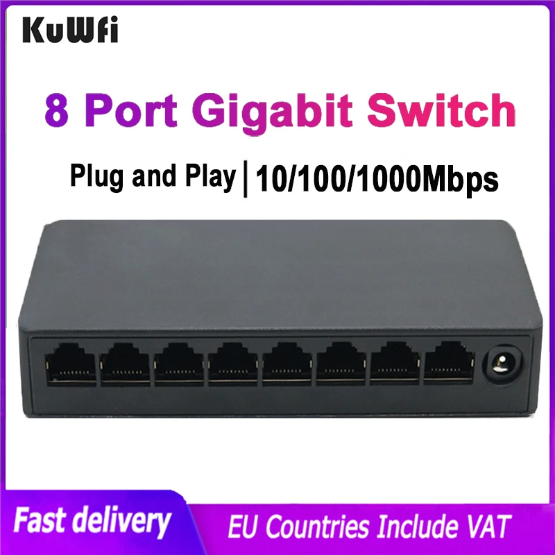 

KuWFi 8 Port 1000Mbps Gigabit Network Switch RJ45 Lan Hub Internet Splitter Switch 100Mbps Fast Ethernet Smart Switcher Switch