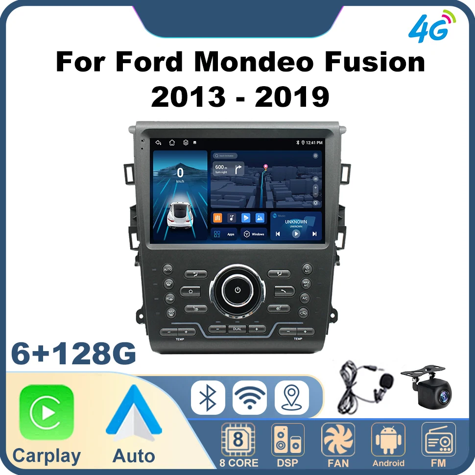 Android Car Radio Touch Screen for Ford Mondeo Fusion 2013-2019 8core Carplay Navi GPS 4G Car Stereo Multimedia Video Player