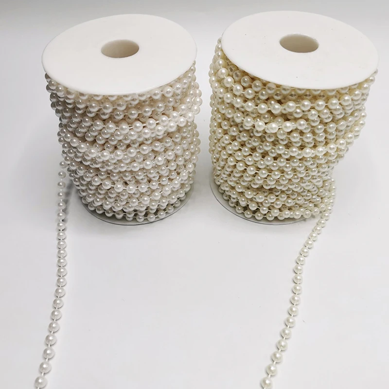 5 متر/مجموعة مقلد اللؤلؤ سلسلة الزخرفية 4/5/6 مللي متر حجم المتاحة الأبيض التعميم اللؤلؤ سلاسل تزيين المواد اليدوية ZYF