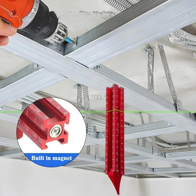 

Профессиональная линейка для позиционирования древесины с многофункциональной маркировкой и магнитным выравниванием подходит для шкафов